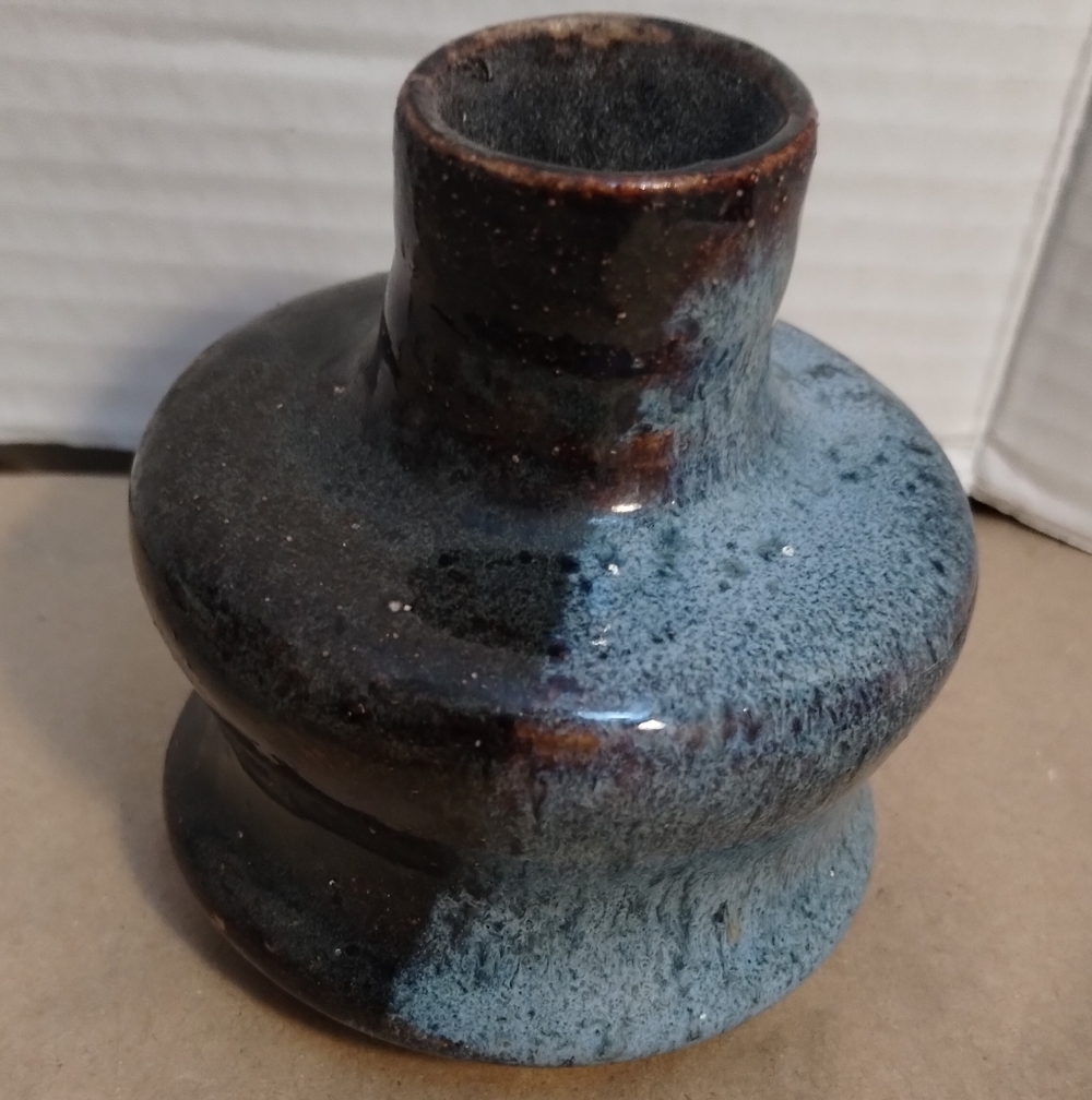 Handcrafted Blue-Black Ceramic Vase